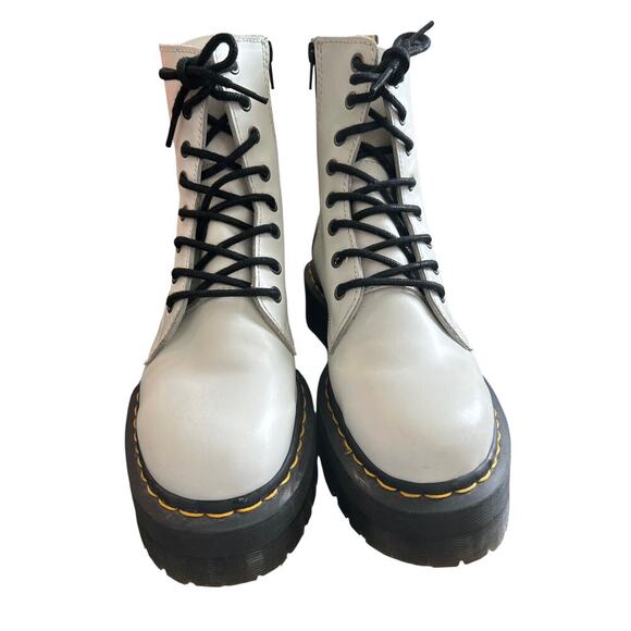 Dr. Martens AirWair Jadon Platform White Leather Lace Up Combat Boots Size 7 - Picture 3 of 9